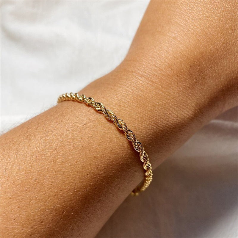 Hailey Rope Chain Gold Bracelet