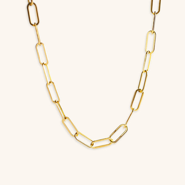 Nia Gold Paperclip Chain Necklace